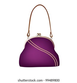 PURPLE HANDBAG Isolated on white background