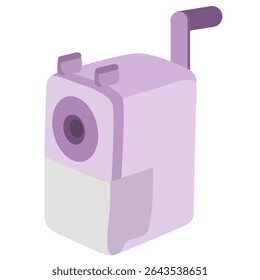 afiador de manivela roxo, perfeito para estudantes que se preparam para voltar à escola. Divertido e funcional nas carteiras escolares.