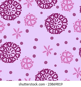 Purple hand-drawn flower doodle background