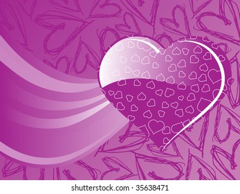 purple handdrawn macro background with big heart