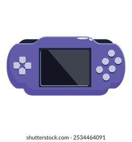 Purple handheld video game console with a blank screen, perfect for showcasing gaming or entertainment concepts