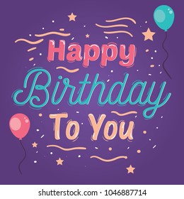 Purple Happy Birthday Greeting Card Vector Stock Vector (Royalty Free ...