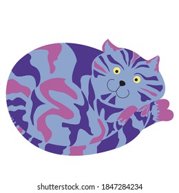 
Purple happy cat drawing, mysterious and naughty