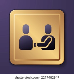 Purple Happy friendship day icon isolated on purple background. Everlasting friendship concept. Gold square button. Vector