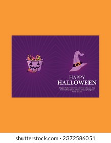 "Purple Hat Happy Halloween" Featuring a bewitching purple witch's hat, intricately adorned with whimsical patterns, this card captivates the essence of All Hallows' Eve.