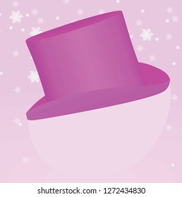 Purple hat on snowflake background. vector illustration