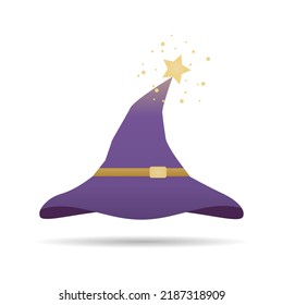 Purple hat witch magic with stars on white background vector icon design.