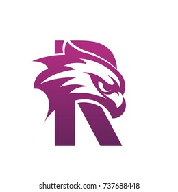 Purple Hawk Initial R Vector Logo