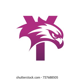 Purple Hawk Initial Y Vector Logo