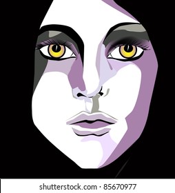 Purple haze - vector illustrated beautiful woman