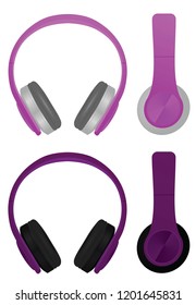 Purple headphones. vector illustration