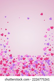 Purple Heart Background Pink Vector. Present Illustration Confetti. Pinkish Design Pattern. Tender Heart Sweetheart Texture. Red Blank Backdrop.