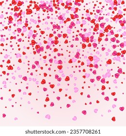 Purple Heart Background Pink Vector. Romance Frame Confetti. Tender Wallpaper Backdrop. Lilac Confetti Paper Illustration. Pinkish Abstract Texture.