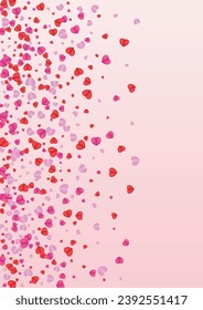 Purple Heart Background Pink Vector. Random Pattern Confetti. Tender Valentine Frame. Fond Heart Birthday Illustration. Red Gift Backdrop.