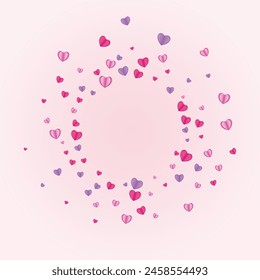 Purple Heart Background Pink Vector. Birthday Backdrop Confetti. Red Paper Frame. Pinkish Confetti Present Texture. Tender Bright Pattern.