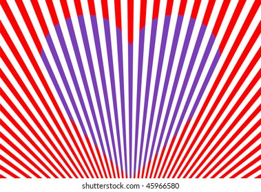Purple heart behind red and white stripes, geometric vector illustration