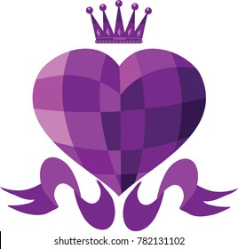 purple heart with crown