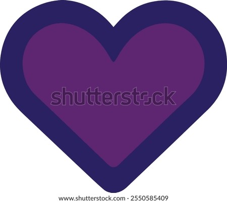 Purple Heart with Dark Border, a heart shape filled with a solid purple color. The heart is outlined with a thick, dark purple border, creating a striking contrast between the inner and outer sections