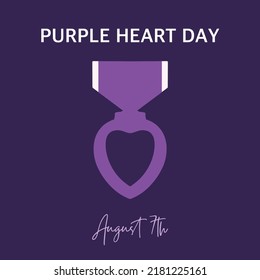 Purple heart day august 7th vector illustration background