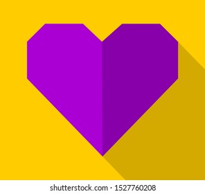 Purple Heart Icon On Yellow Background