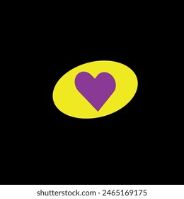 purple heart inside yellow circle
