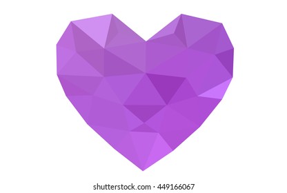 Purple heart isolated on white background. Geometric rumpled triangular low poly origami style gradient graphic illustration. Vector polygonal design for your business. Purple heart isolated on white background. Geometric rumpled triangular low poly origami style gradient graphic illustration. Vector polygonal design for your business.