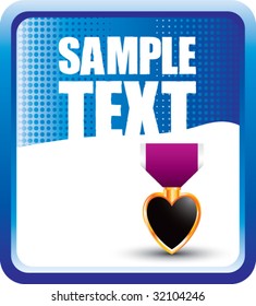 purple heart medal on blue halftone banner