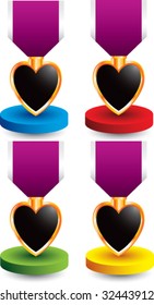 purple heart medal on colored display