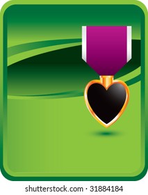 purple heart medal on green background