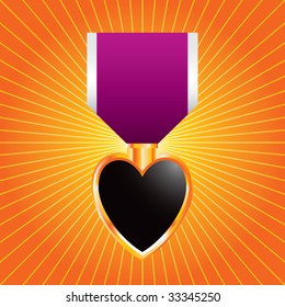 purple heart medal on orange starburst