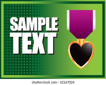 purple heart on green halftone banner