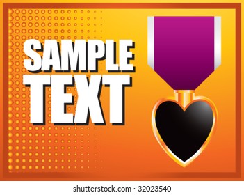 purple heart on orange banner