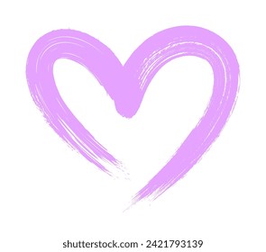 Purple heart painted with expressive brushstrokes. Valentine's day card or banner