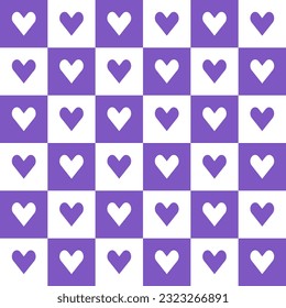 Purple heart pattern. Heart vector pattern. Heart pattern.  Seamless geometric pattern for clothing, wrapping paper, backdrop, background, gift card, decorating.