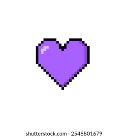 purple heart in pixel art style. purple heart symbolizes elegance and grace