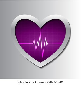 Purple Heart pulse Light Abstract Technology background for computer graphic website and internet. silver