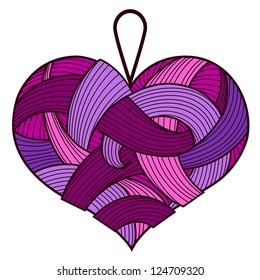 Purple heart from ribbons. You can use it like design element for Valentine's Day