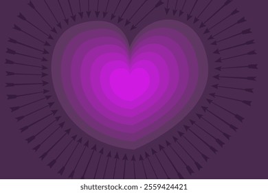 purple heart shape abstract background, design flat, easy editable vector element
