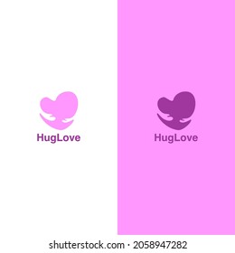 Purple Heart Shape, Hug Yourself Logo, Love Symbol, Love Hug Logo. Valentine's Day Special Concept and Medical Health - Vector Template