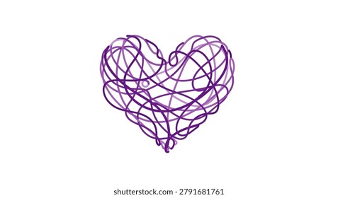 Purple heart shape made of lines