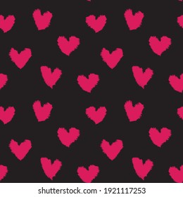 Purple Heart shaped brush stroke seamless pattern background for fashion textiles, graphics