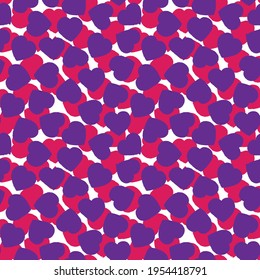 Purple Heart shaped brush stroke seamless pattern background for fashion textiles, graphics