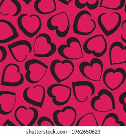 Purple Heart shaped brush stroke seamless pattern background for fashion textiles, graphics