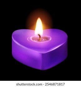 purple heart shaped candle vector illustration