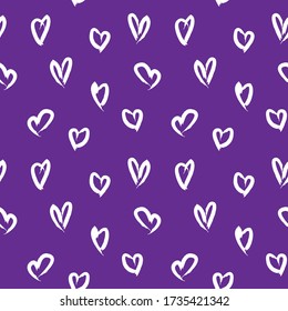 Purple Heart shaped Valentine’s Day seamless pattern background for fashion textiles, graphics