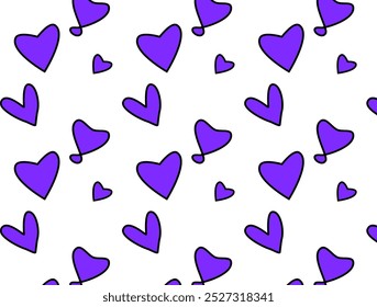 El corazón púrpura Formas el diseño inconsútil. El corazón ama el diseño del Vector del patrón del doodle. Cariño. Devoción. Obsesión. Posesivo. Romance.
