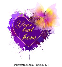 purple heart from stain with flowers