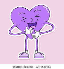 Purple heart sticker with closed eyes from laughing