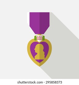 Purple Heart symbol on white background