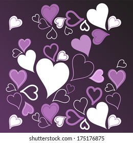 Purple hearts background